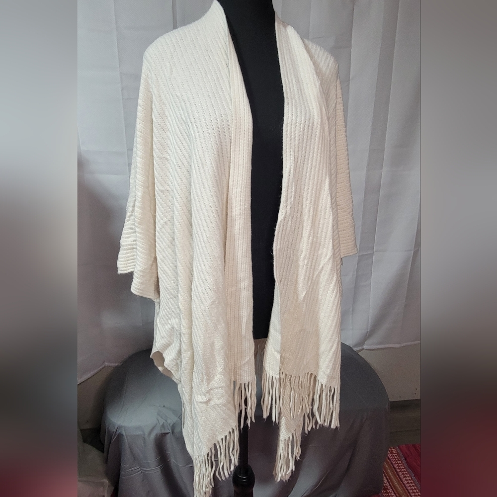 Cejon soft ribbed knit ruana wrap